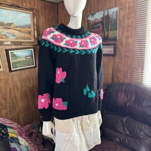 Handmade Knit Vintage Floral Boho Cottagecore Sweater
